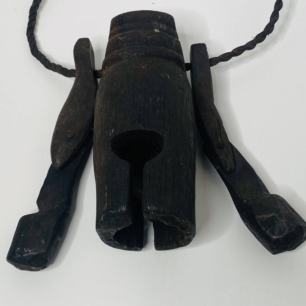 Thail Buffalo Bell Wood Wooden Hand Carved Cow Double Clackers Antique Vtg